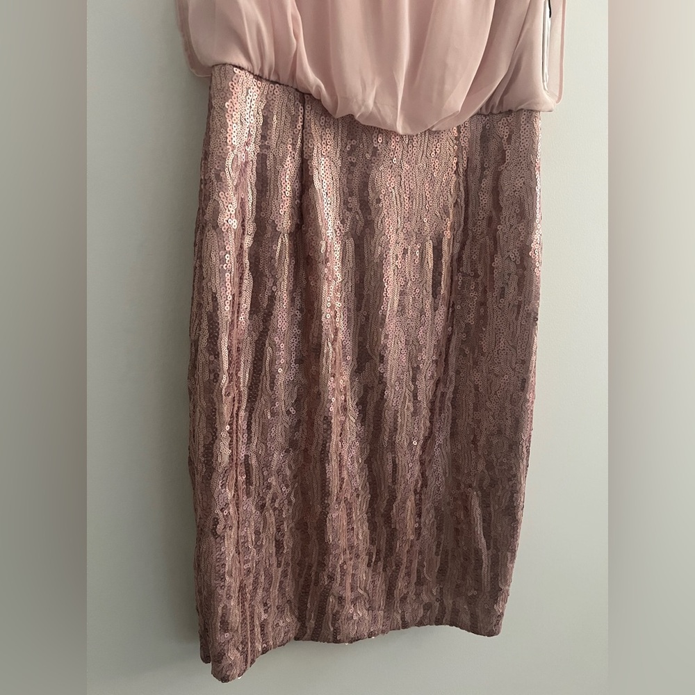 Calvin Klein Pink Sequin Blouson Dress Size 6 – Cocktail / Wedding Guest - Picture 2 of 8